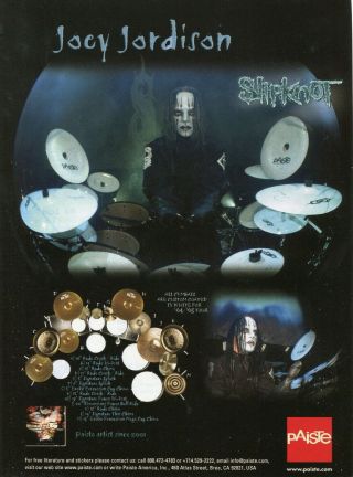 2005 Print Ad Of Paiste Drum Cymbal Setup W Joey Jordison Of Slipknot