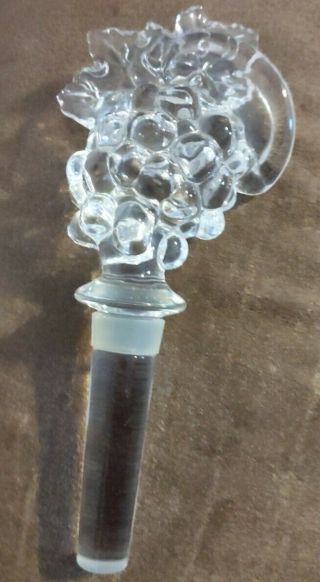 Vintage Mikasa Crystal Glass Wine Bottle Stopper Grape Cluster 6 "