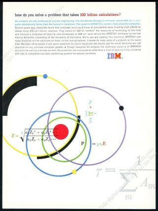 1961 Advanced Math Modern Graphic Design Art Ibm Stretch Computer Print Ad