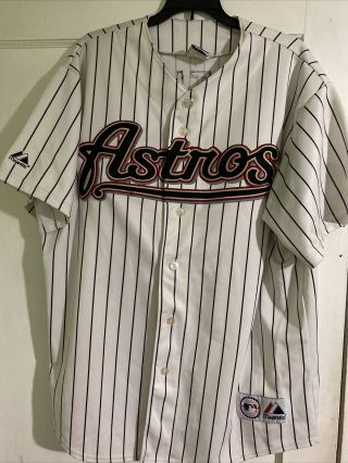 Vtg Majestic Houston Astros Andy Pettitte Jersey Mens Xl Extra Large Pin Striped