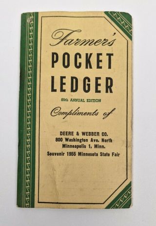 1955 1956 John Deere 89th Farmers Pocket Ledger Minnesota State Fair Minneapolis