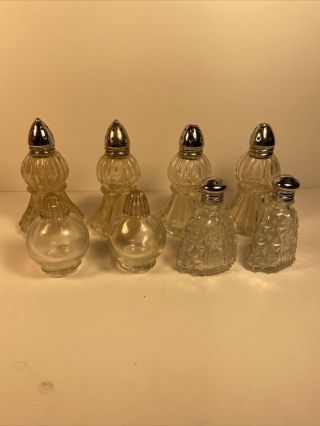 Antique Glass Salt And Pepper Shakers Set Of 4