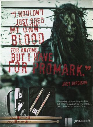 2011 Print Ad Of Promark Autograph Drumsticks Joey Jordison Slipknot