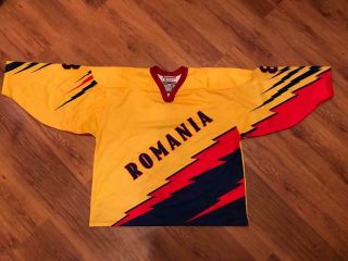 Iihf Team Romania Tackla Game Worn Ice Hockey Jersey L