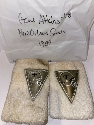 1989 Orleans Saints Gene Atkins 28 Player Worn Football Wristbands