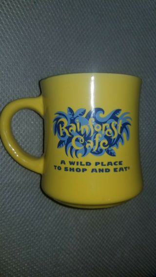 Rainforest Cafe Coffee Mug Yellow " A Wild Place To Shop And Eat " 1999 Great Cond
