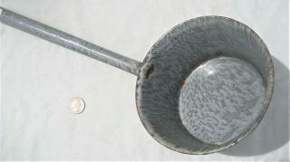 Large Gray Graniteware Dipper Ladle About 1 Quart Capacity Circa 1910 