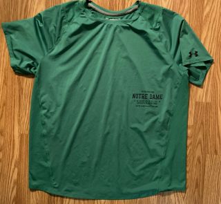 Notre Dame Football Team Issued Under Armour Green Shirt 3xl