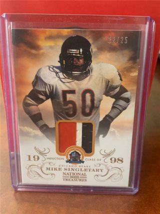 2013 National Treasures Hof Mike Singletary 3 Color Jersey Patch Card Ed 22/25