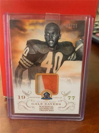 2013 National Treasures Hof Gale Sayers 2 Color Jersey Patch Card Ed 18/25
