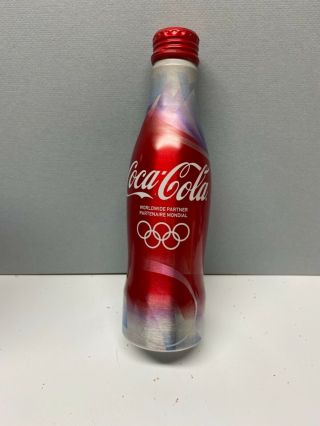 French 2010 Vancouver Olympics Full Aluminum Coca - Cola Bottle - Screw Cap -