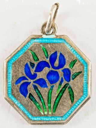 Vintage Tlm Thomas Le Mott Sterling Silver Enamel Iris Flower Charm -