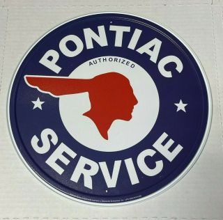 Pontiac Authorized Service 12 " Round Metal Wall Sign