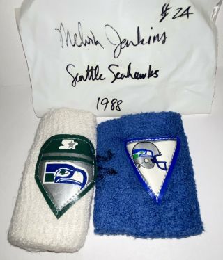 1988 Seattle Seahawks Melvin Jenkins 24 Player Worn Football Wristbands