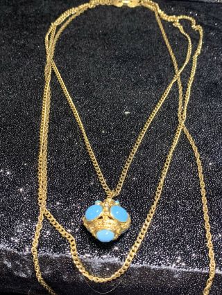 Rare Pauline Rader Blue Glass Necklace