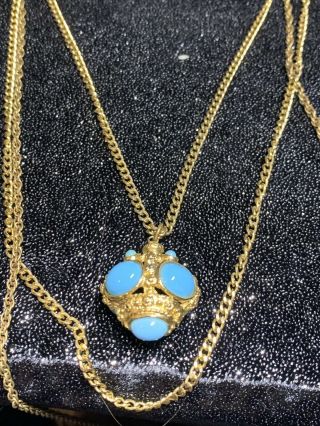 Rare Pauline Rader Blue glass necklace 2