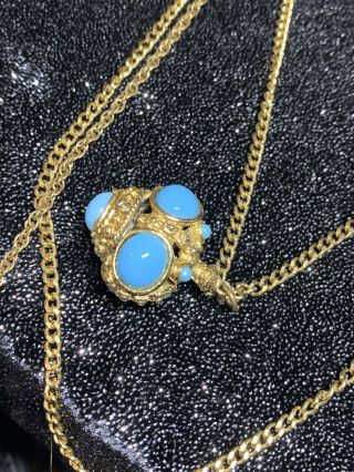 Rare Pauline Rader Blue glass necklace 3