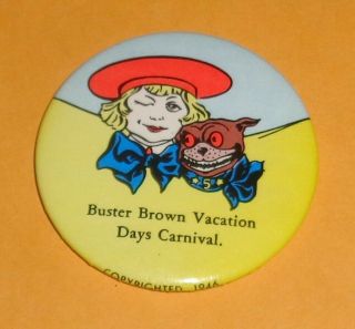 Vintage Buster Brown Shoes Advertising Pocket Mirror Dated 1946 Americana