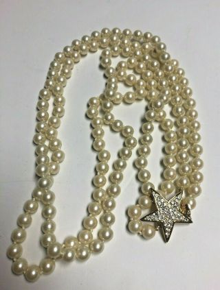 Joan Rivers Faux Pearl Rhinestone Star Clasp Necklace