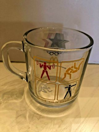 McDonald ' s 1984 Olympics Clear Glass Coffee Mug 2