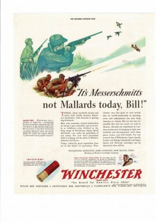 Vintage 1912 Winchester Messerschmitts Mallards Shotgun Shells Ammo Ad Print
