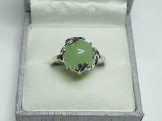 Vintage Russian Sterling Silver 925 Ring Jade Stone Woman 