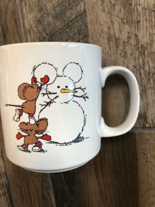 1988 Dayton Hudson Christmas Coffee Tea Mug Mice Snow Mouse
