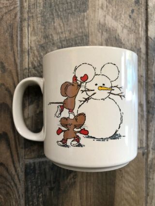 1988 Dayton Hudson Christmas Coffee Tea Mug Mice Snow Mouse 3