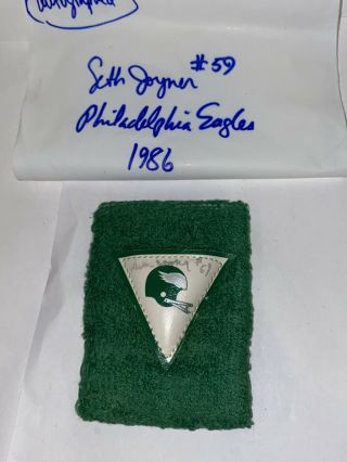 Signed 1986 Seth Joyner Philadelphia Eagles Player Worn Football Wristband