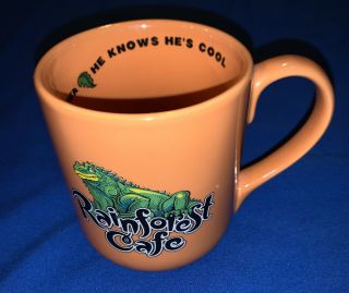 Rainforest Cafe 1999 Vintage Large Orange Coffee Mug Lizard Iggy 16oz