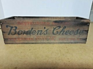 Vintage Wooden 5 Lb Bordens Cheese Box York Ny
