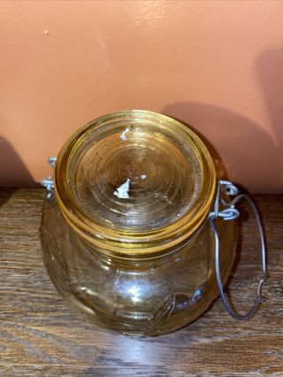 Amber Glass Circle Canister Jar Grape Vine Crownford Italy 1983 2