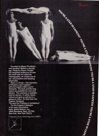 1982 Pilobolus Dance Theatre " Capezio " Dancewear Lois Greenfield Photo Print Ad