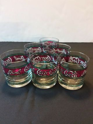 Vintage " Drink Coca Cola " Set Of Six 8 Oz.  Cocktail Glasses
