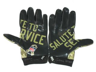 Deon Simon York Jets Game Worn & Signed " Usa " Salute To Service Nike Gloves