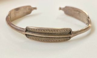 Antique Tribal Style Sterling Silver English Hallmarks Cuff Bracelet Arm Band