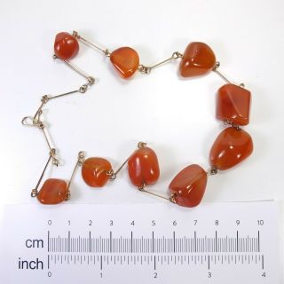 Antique Carnelian Agate Necklace Honey Amber Agate Beads Rolled Gold Wire 35g