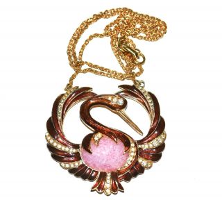 Wonderful D ' ORLAN Copper ENAMEL Flamingo Pink JELLY BELLY Pendant Necklace 2