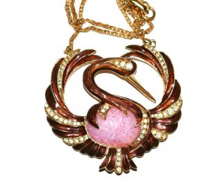 Wonderful D ' ORLAN Copper ENAMEL Flamingo Pink JELLY BELLY Pendant Necklace 3