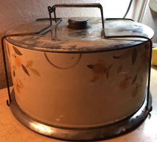 Vintage Hall Jewel Cake Tin Metal Cake Holder Keeper Carrier W/ Locking Bracket