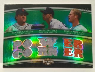 2010 Topps Triple Threads 14 Of Only 18 - Miguel Cabrera - Teixeira - Morneau