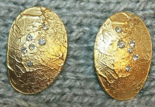 Pristine & Rare Signed Crown Trifari 1 7/16 In.  Abstract Earrings With R.  Stones