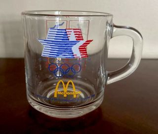 1984 Summer Olympics Los Angeles Ca Glass Coffee Mug Cup Mcdonalds Vtg 1980 80s