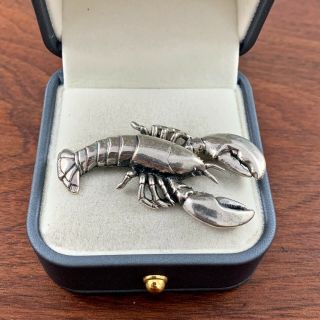 Large Jh Breakell Newport Ri Sterling Silver Lobster Pin / Brooch