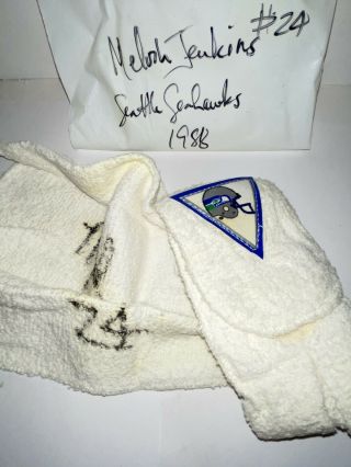 Signed 1988 Melvin Jenkins Seattle Seahawks 24 Player Worn Football Towel