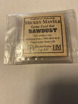 Highland Mickey Mantle Game Bat Sawdust 1 Of 500
