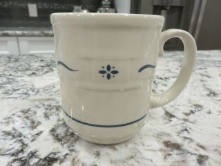 Longaberger Pottery Woven Traditions 4 " Heritage Blue Coffee/tea Mug 12 Oz Euc