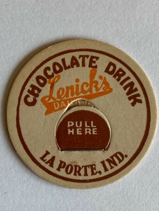 Lenick’s Dairy Milk Bottle Cap La Porte Indiana In Ind