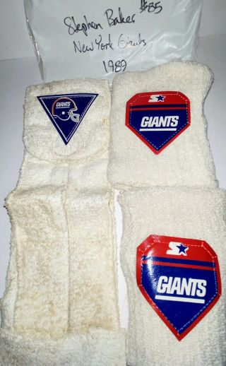 1989 York Giants Stephen Baker 85 Player Worn Football Wristbands Towel