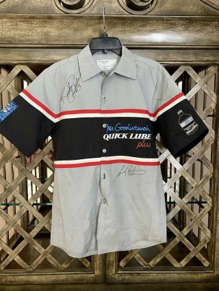 Vtg Gm Goodwrench Shop Shirt Signed By Dale Earnhardt Pit Crew 1990’s Nascar
